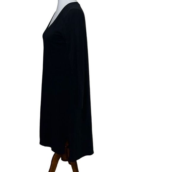 Universal Standard Tesino Black Long Sleeve Jersey Dress V-Neck T-Shirt 2XS 6-8 - Picture 3 of 7